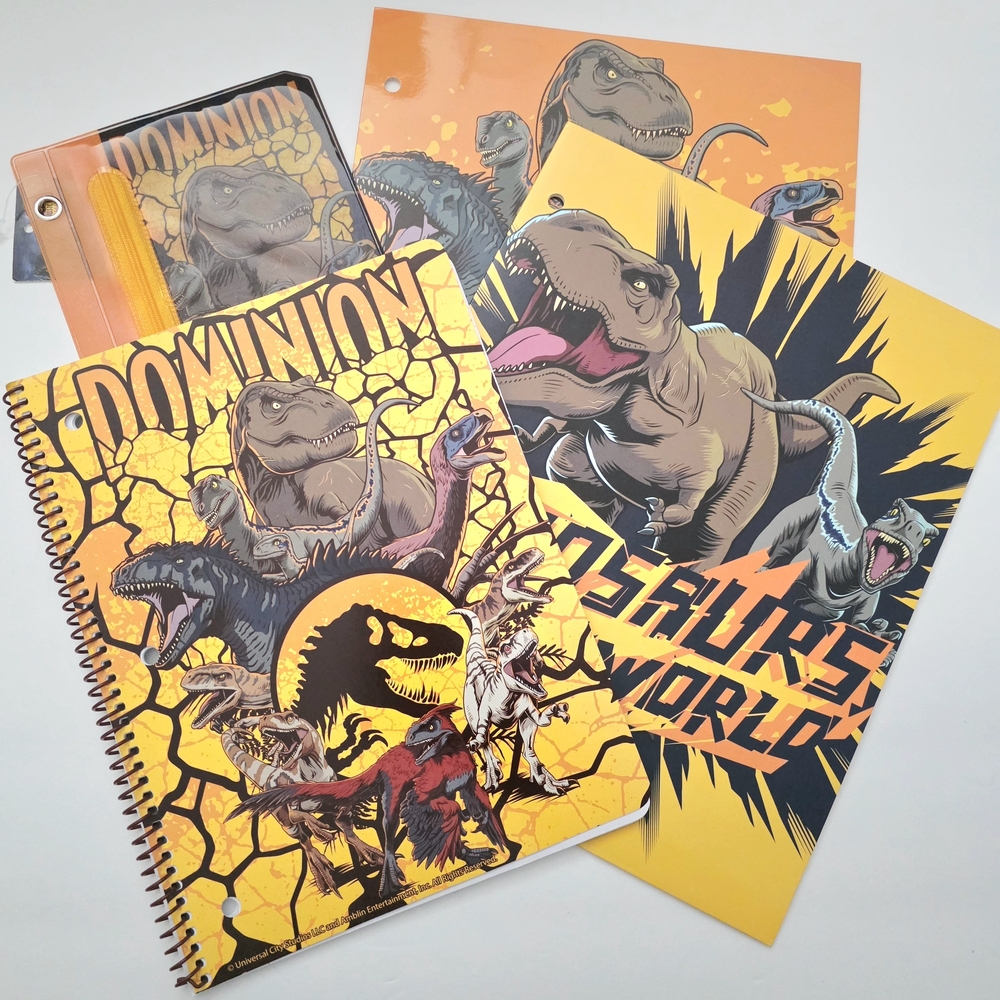 Dinosaur Notebook Set - Orange and Black